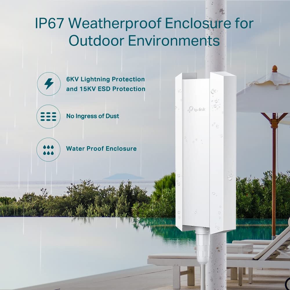 TP-Link EAP650 – Outdoor WiFi 6 Access Point, AX3000 Dual Band, PoE+ Powered, Weatherproof, Seamless Roaming, Extended Range, Omada Mesh, Cloud Management