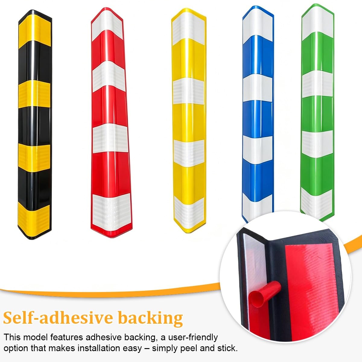 Protector de Esquinas Autoadhesivo para Pared de Garaje, Protector de Columna de Goma Reflectante, Protectores de Bordes de Pared de Garaje 80cm(Right Angle-D,2pcs)