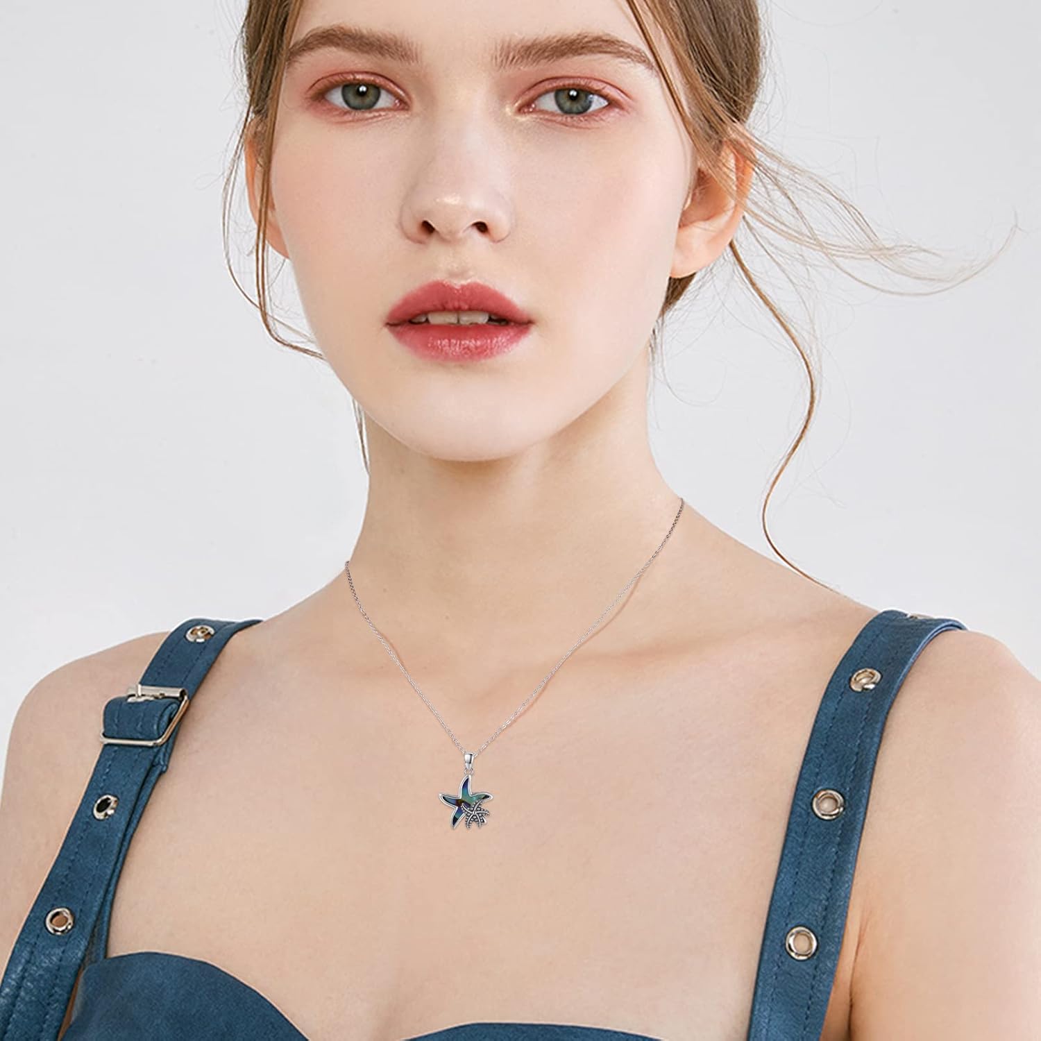 Cuoka Starfish Necklace 925 Sterling Silver Abalone Double Seashell Ocean Sea Beach Star Pendant Necklaces Ocean Jewelry for Women Bestfriend Summer Holiday Graduate Gift - Image 5