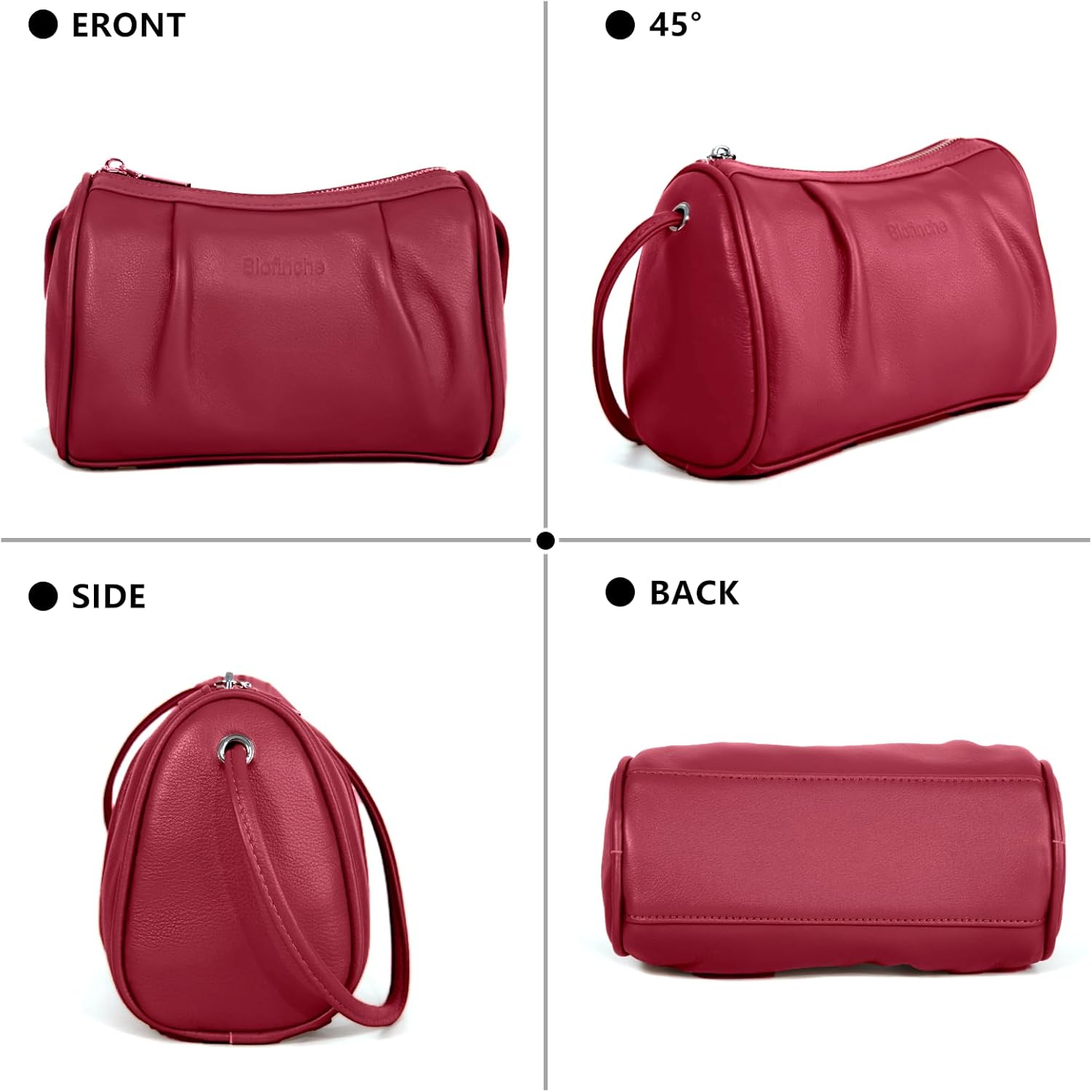 Women's Genuine Leather Small Crossbody Bag Barrel Hobo Purse for Evening Dating Weekend Casual Light Outings