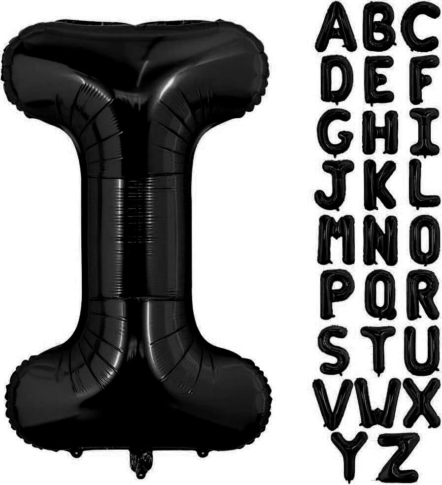 Black Letter I Balloons, 40 Inch Alphabet I Letter Balloons Foil Mylar Big Letter Balloons for Birthday Party Anniversary New Year Graduation Wedding