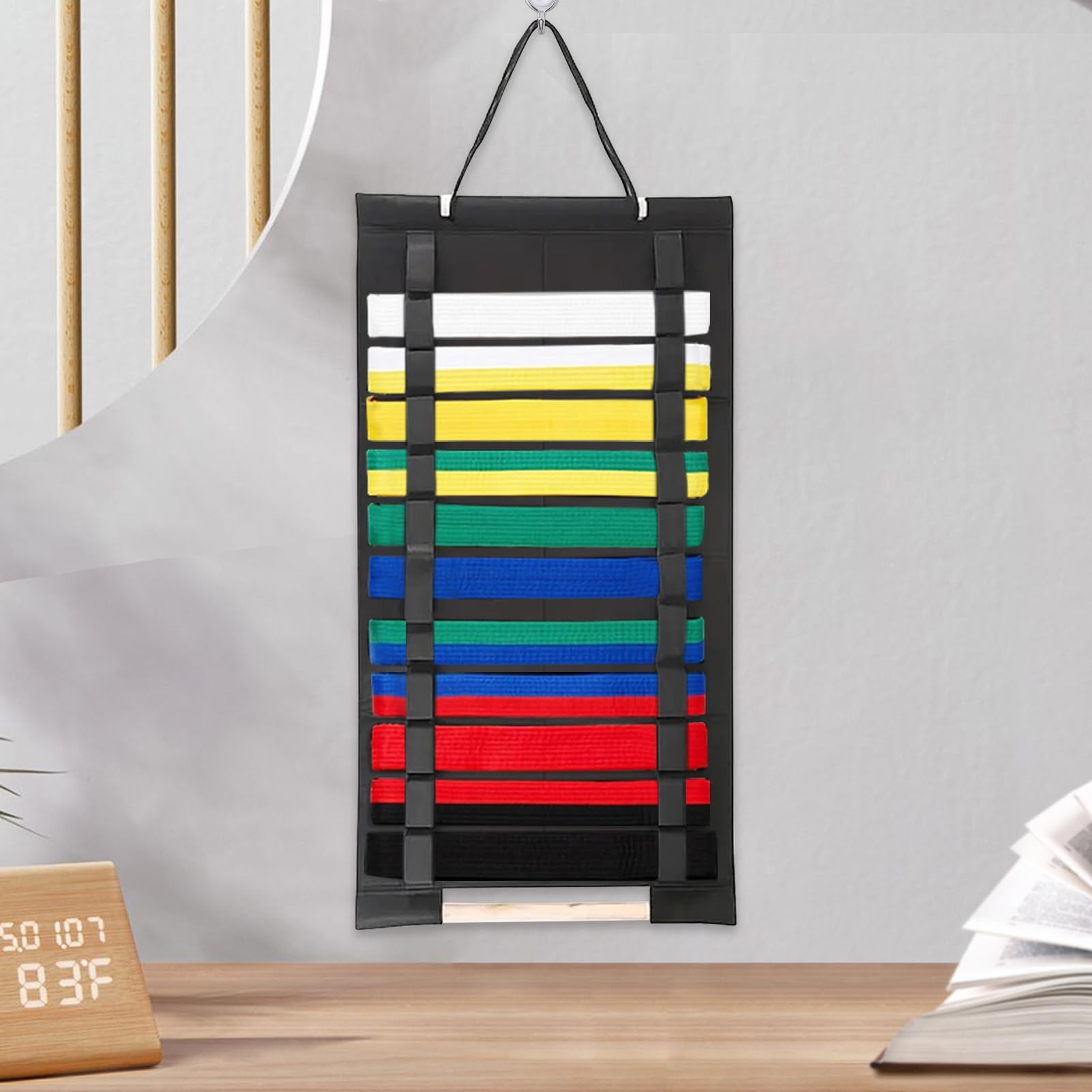 Expositor para Cinturones de Artes Marciales - Organizador de Fieltro para Cinturones de Jujutsu - Estante De Almacenamiento De Pared, Accesorios Para Artes Marciales En Puertas De Armario Y Dormitori