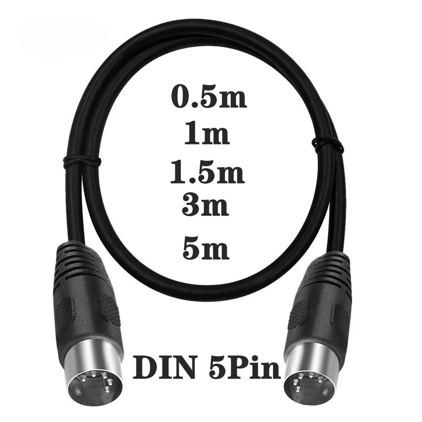 Cavo MIDI DIN Da 90 Gradi Da 5 Pin Maschio A Maschio Cavo Di Prolunga Audio DIN Da 5 Pin Maschio 0,5 M 1 M 1,5 M 3 M 5 M(DIN 5pin Male-Male,5M)