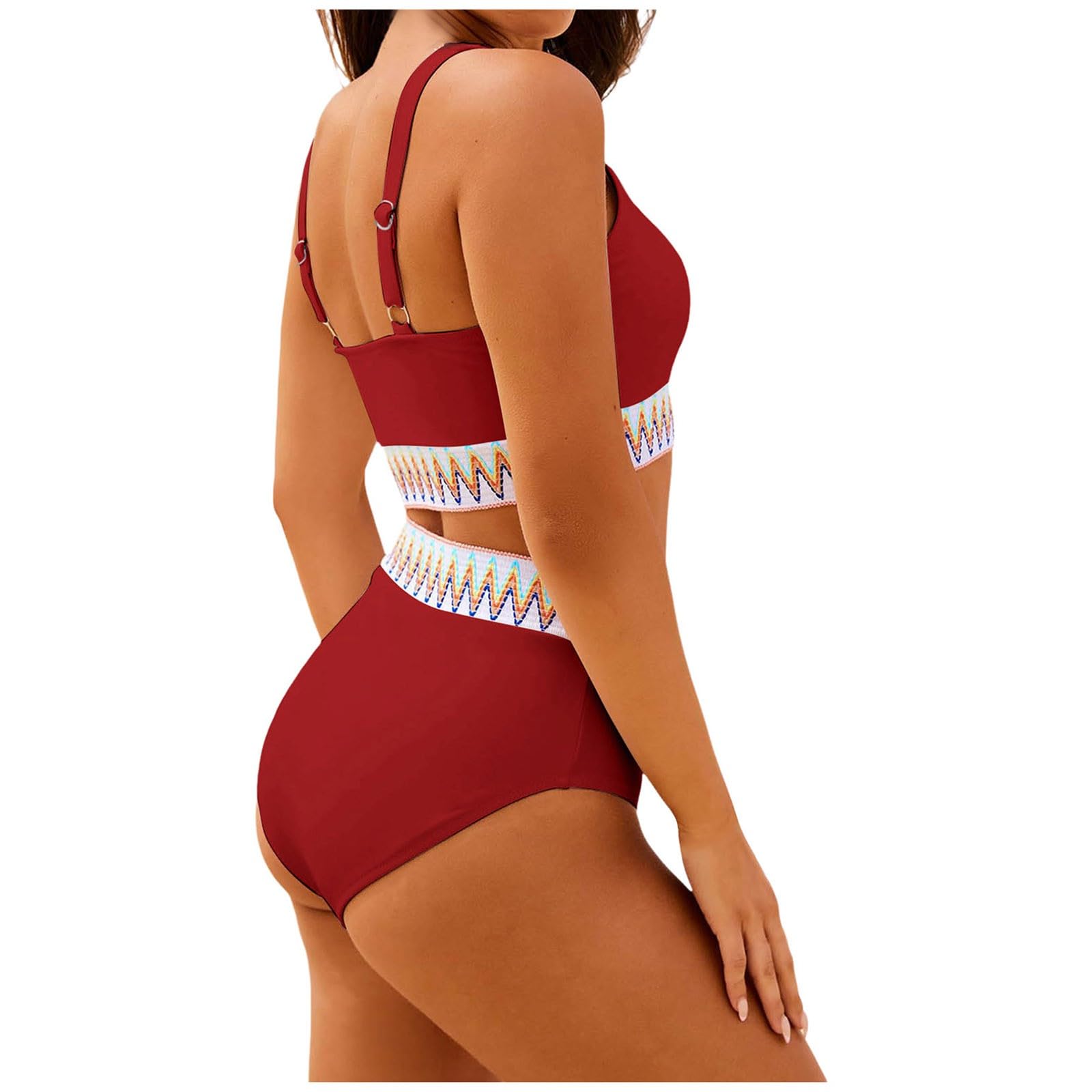 Générique 2024 New - Conjuntos de Bikini para Mujeres Trajes de Baño Deportivos de Dos Piezas de Talle Alto Trajes de Baño Corte Alto Pantalones Cortos Rodilla