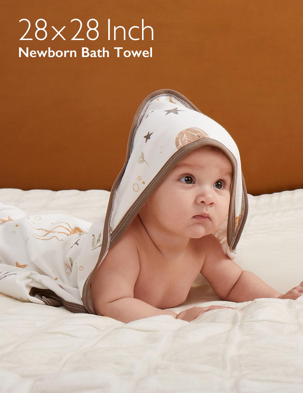 Momcozy Badhanddoek en washandjes met capuchon, 8 stuks, washandjes, set van 2 babybadcapes, 76 x 76 cm & 6 vierkante katoenen baby, 24 x 24 cm, zacht en sterk absorberend
