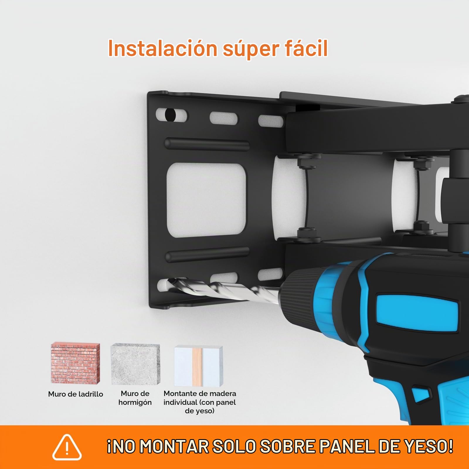 GRIFEMA Soporte TV pared articulado 32-80 pulgadas | Inclinable y giratorio, hasta 60kg, VESA máx. 600x400mm, negro
