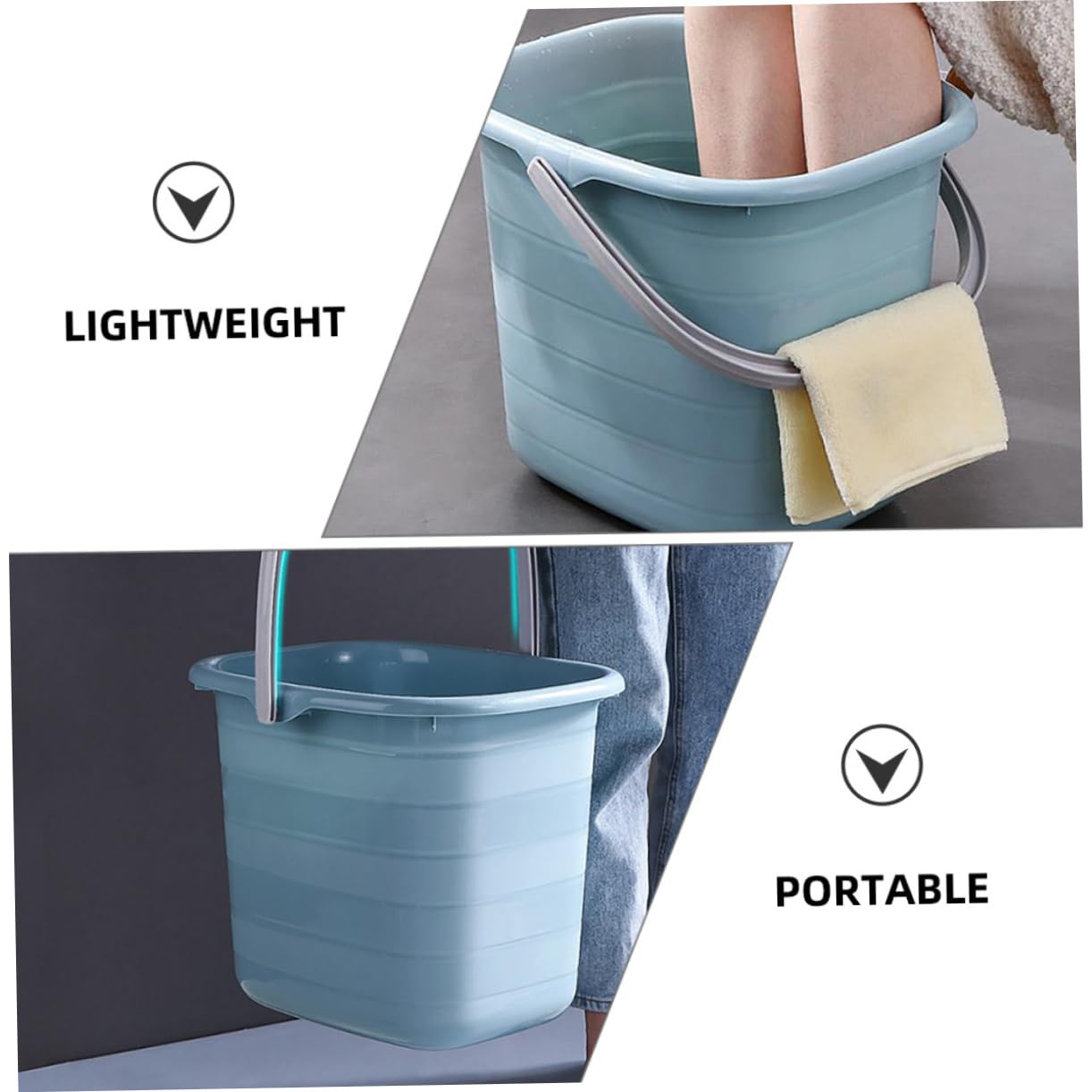 Secchio in Plastica Rettangolare Portatile per Acqua, Uso Domestico | Piccolo Formato, Buona Capacità di Carico, Maneggevole per Giardinaggio e Ranch