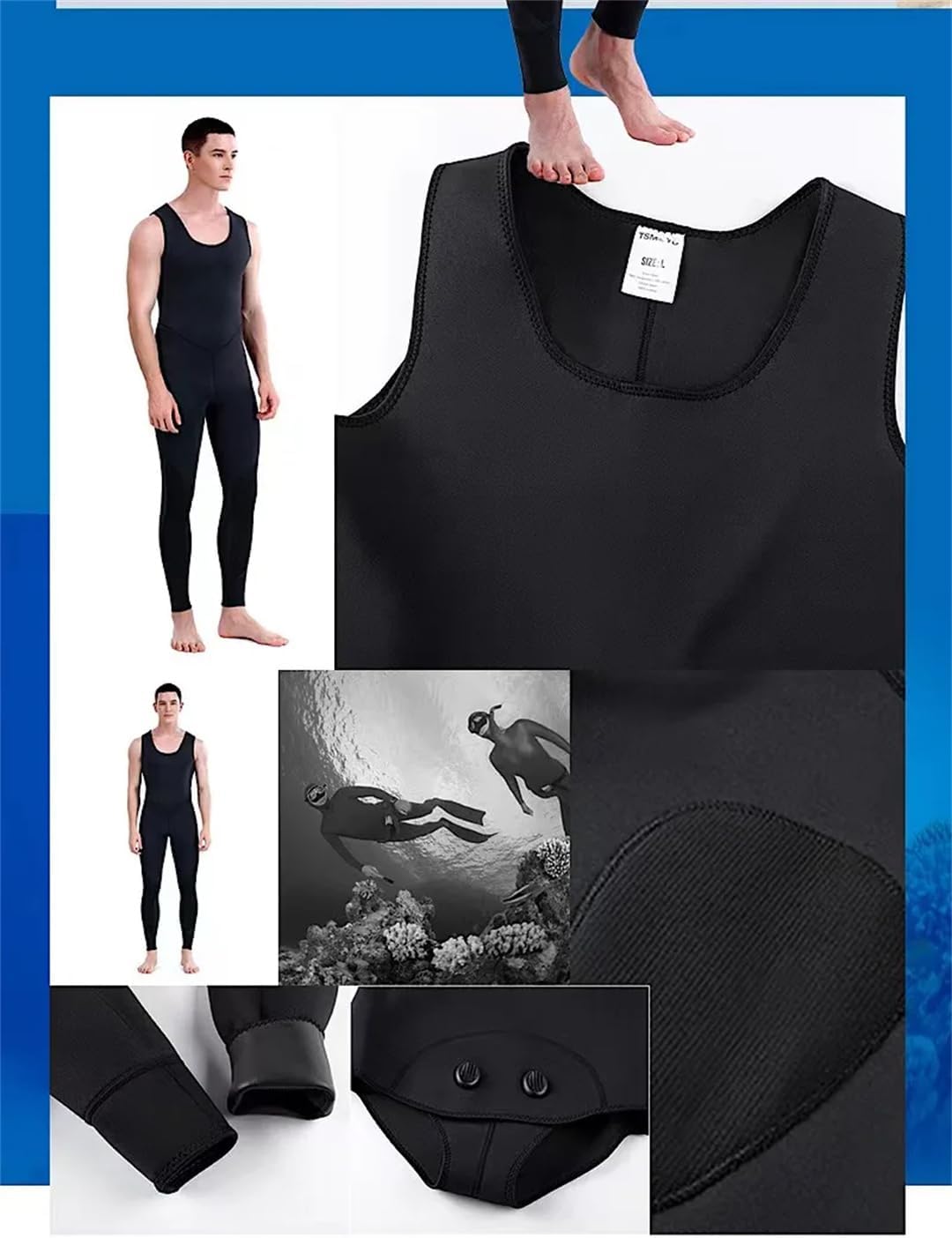 Wetsuit Long Sleeve Fission Neoprene Submersible for Men Keep Warm Waterproof Diving Suit
