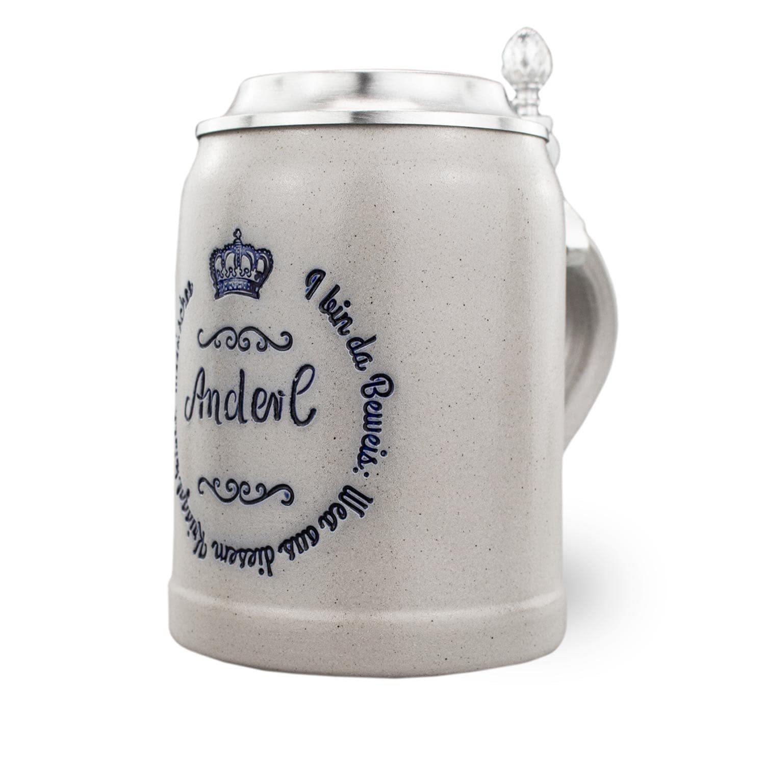 Bavariashop | PREMIUM Bierkrug I bin da Beweis | Gravierter Bierkrug mit Zinndeckel | personalisiertes Bierglas mit Wunschgravur | 0,5 Liter