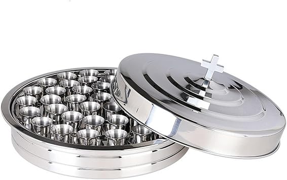 Communion Tray and Cover for Churches Communion Ware Holy Serving Tray with 40 Stainless Steel Cups