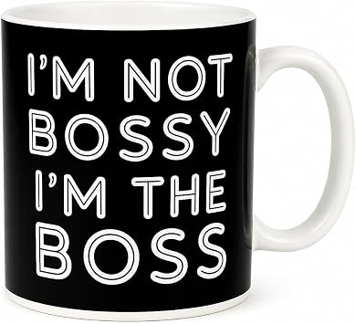 JRose Collections 900ml Giant Boss Mug   Extra Large Ceramic Coffee Mug with Double Sided Print, Funny Statement Cup  I m Not Bossy I m The Boss , Jumbo Tea Mug with Gift Box