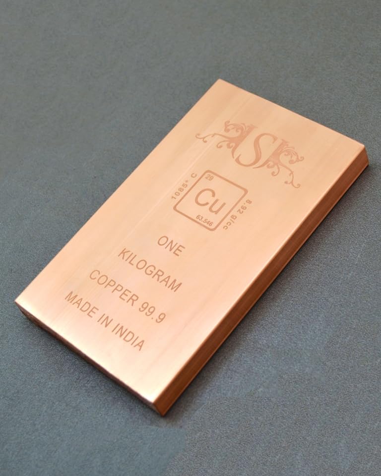 Image of BAYBRE 1kg Copper Bar 999.9 Pure - 1 Kilo .999 Fine Copper Bullion Bar for Investment | 99.99% Ingot (999 Fine) for Industrial, Vastu & Investment Use