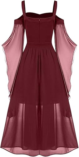 Miniatura 3 de Vestido punk gótico para mujer, con hombros descubiertos, manga de mariposa, vestido de Halloween, vestido de fiesta de cosplay de Navidad