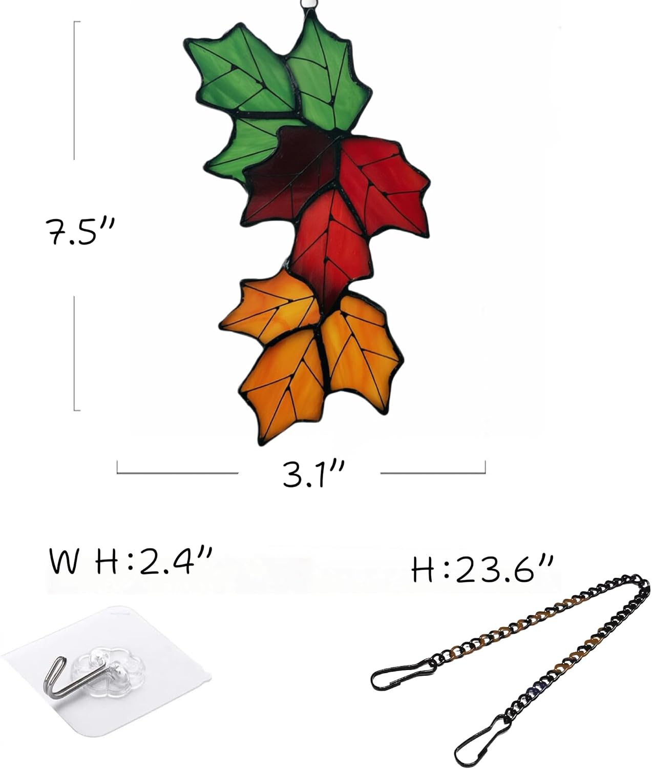 Stained Glass Tiffany Style Flower Window Panels Hangings Sun Catcher (Tricolor Maple Leaves)
