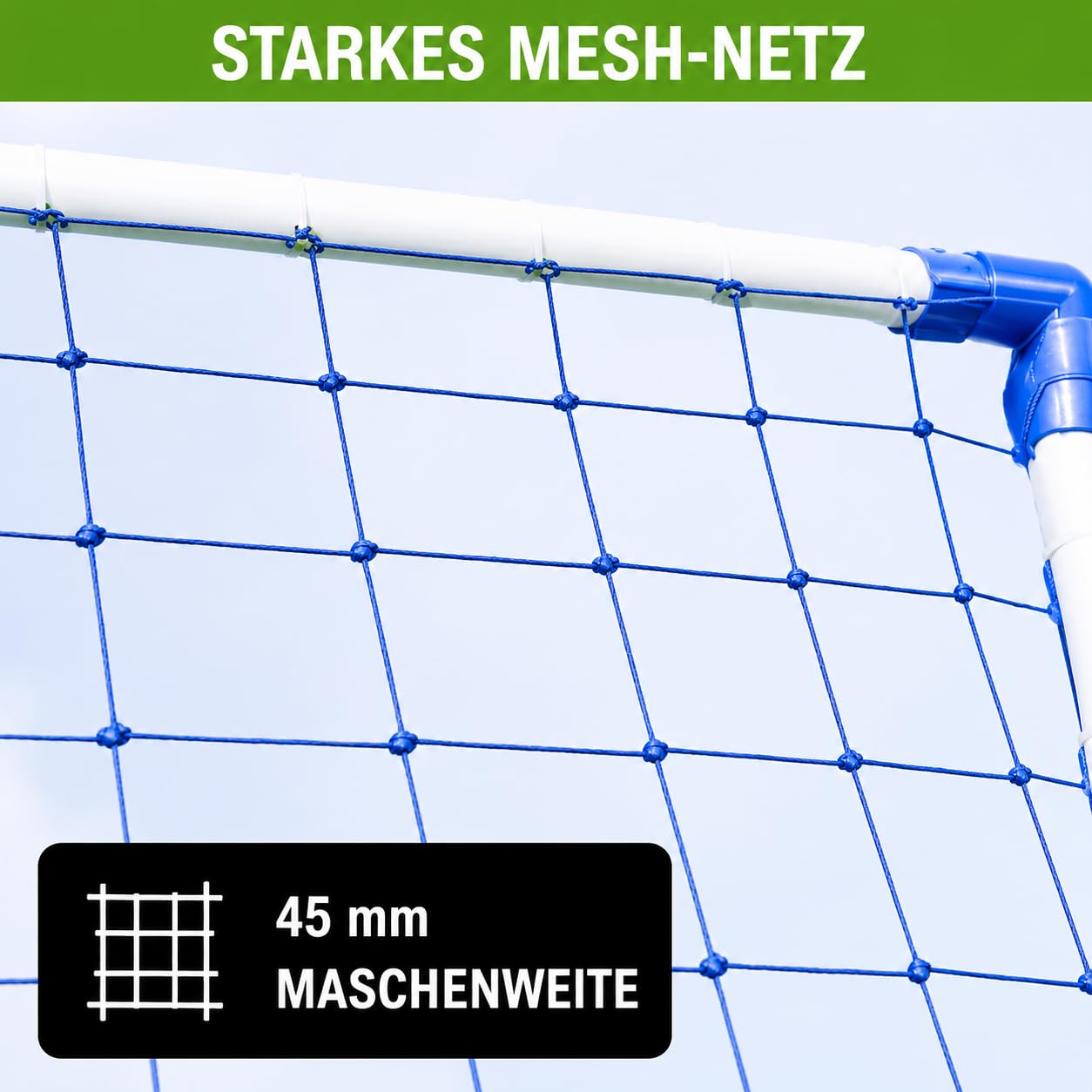 Outdoor Play Garten Fußballtor 180x130 cm aus Metall – Wetterfestes Fußballtor für Kinder & Erwachsene – Robuste 32 mm Stahlrohre, stabiles Mesh-Netz, inkl. 4 U-Heringe