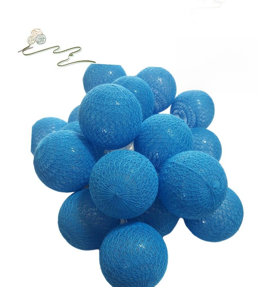 Cotton Ball Fairy String Lights, Chickwin Battery Powered Colorful Decor LED Night Lights 6cm Ball Lamp for Garden Indoor Home Holiday Party Wedding Christmas Decoration (Blue, 4.8m/ 30 Lights)