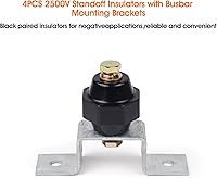 Vista 2 de 4 aisladores de separación de 2500 V con soportes de montaje de barra colectora de tierra (aislante negro de 2 pulgadas)