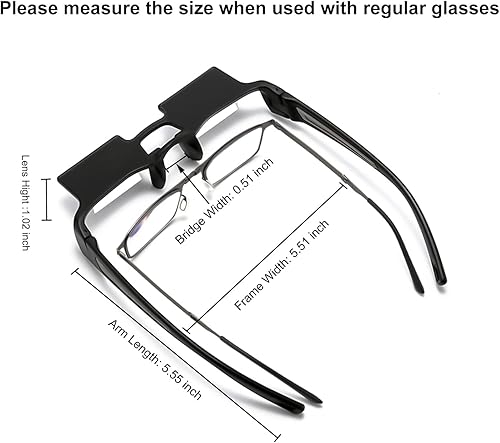 Miniatura 6 de okcsc Gafas de lectura perezosas, lentes horizontales HD más delgadas para acostarse para ver TV/libros de lectura móviles, prisma de ángulo de 90 °