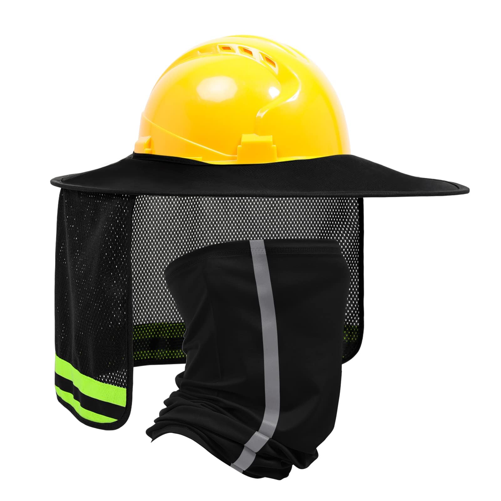 TCCFCCT Full Brim Mesh Neck Sun Shield, High Visibility Sun Visor Neck Protection and Bandana Headband Face Scarf, Hard Hat Accessories, 2 Packs,