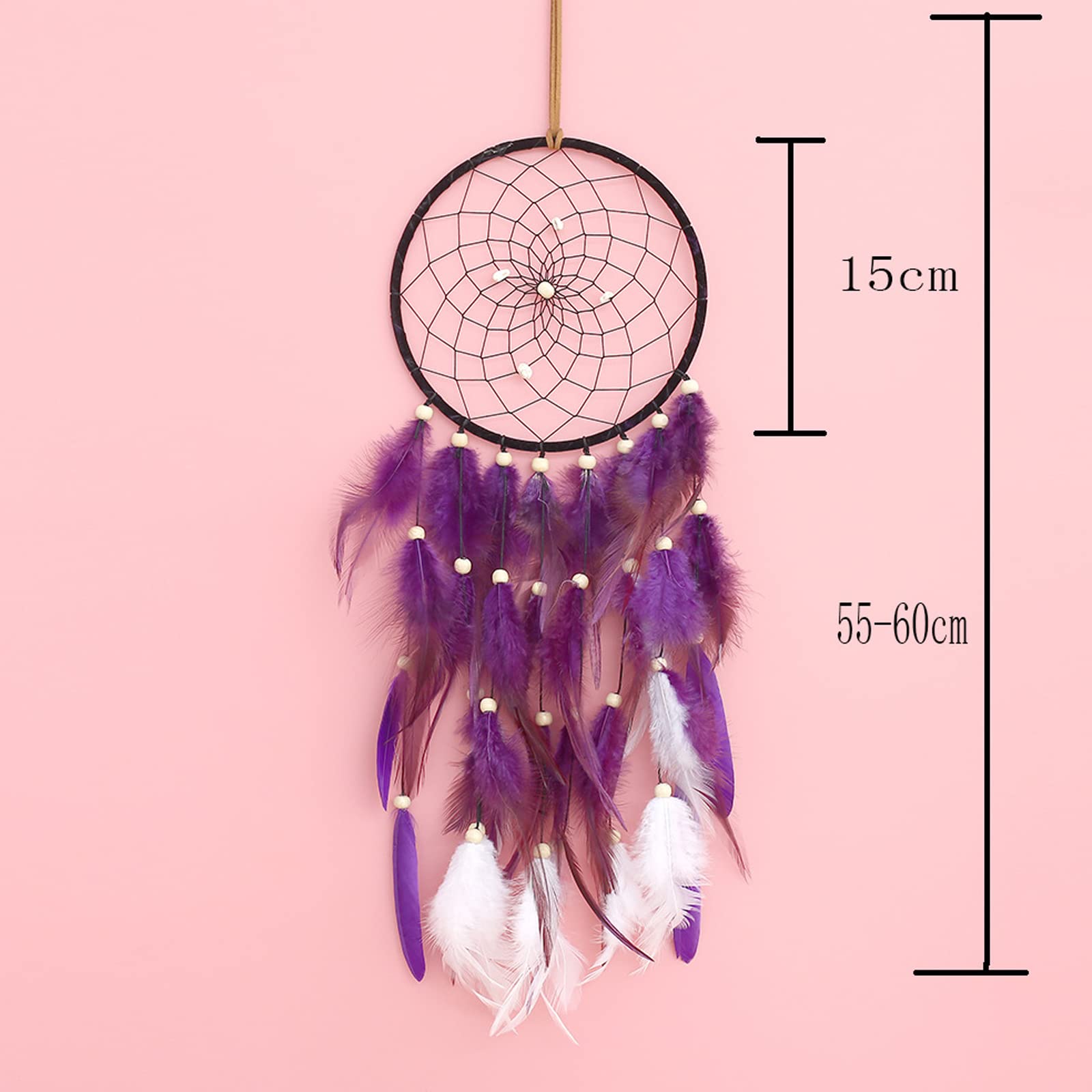 Atrapasueños para niñas, decoración de habitación bohemia, colgante de pared moderno para dormitorio, sala de estar y oficina, regalo único para amigos, diseño morado