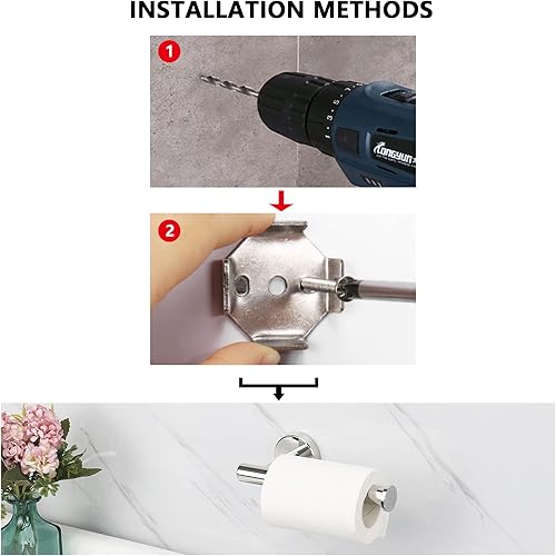 Miniatura 8 de NearMoon Soporte para papel higiénico de baño, acero inoxidable SUS304 de alta calidad, resistente al óxido, para baño, cocina, baño (1 paquete,