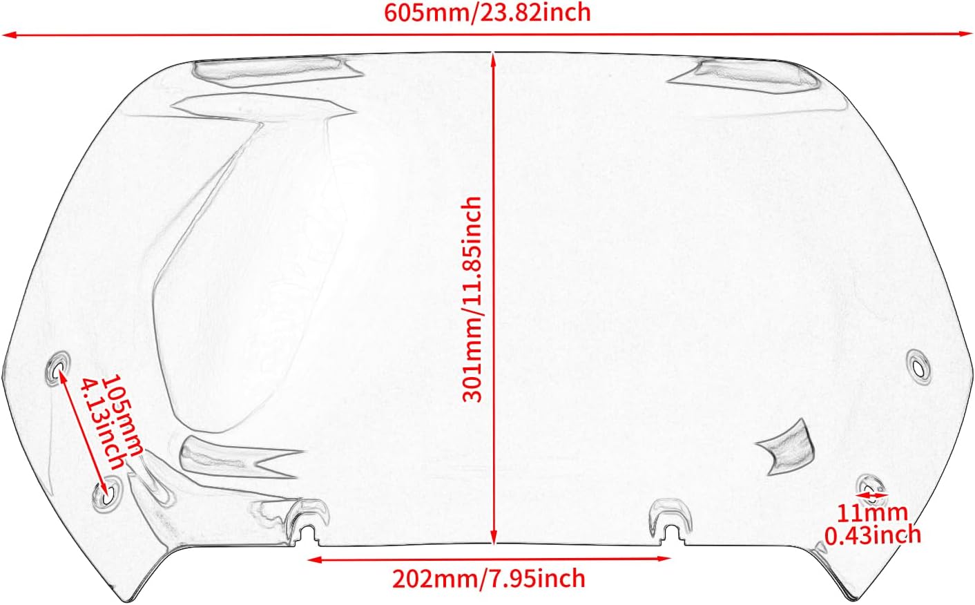 Motorcycle Windshield 10 inch Wind Splliter Front Fairing Windscreen Fits for Harley Touring Road Glide FLTRX CVO FLTRXSE 2023-Up, Road Glide ST FLTRXSTSE 2024-Up, Blue