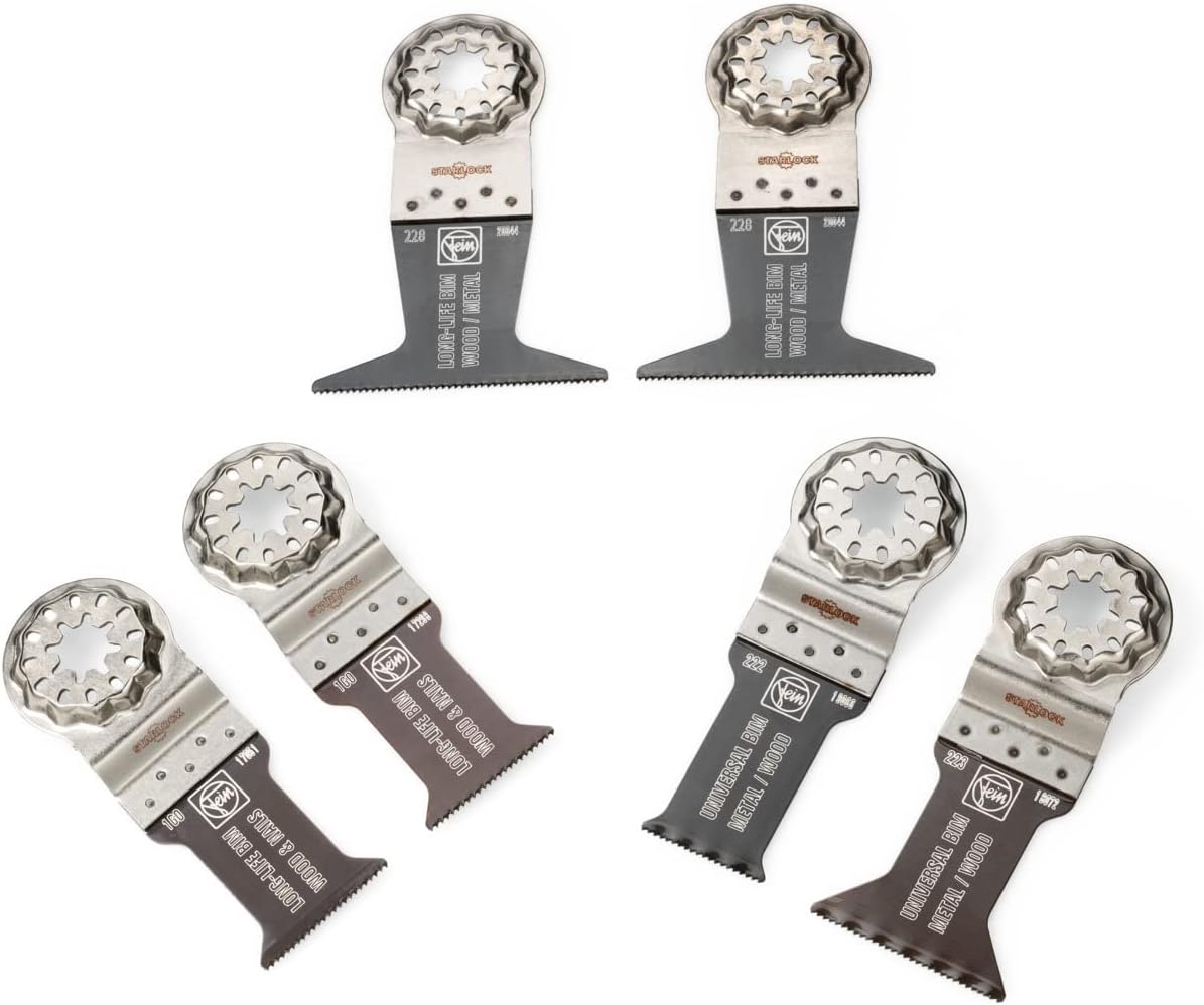 FEIN 35222967010 Best of E-Cut Starlock Wood & Metal Plunge Multitools/Multifunction Tools/Saw Blades for Wood and Metal Pack of 6