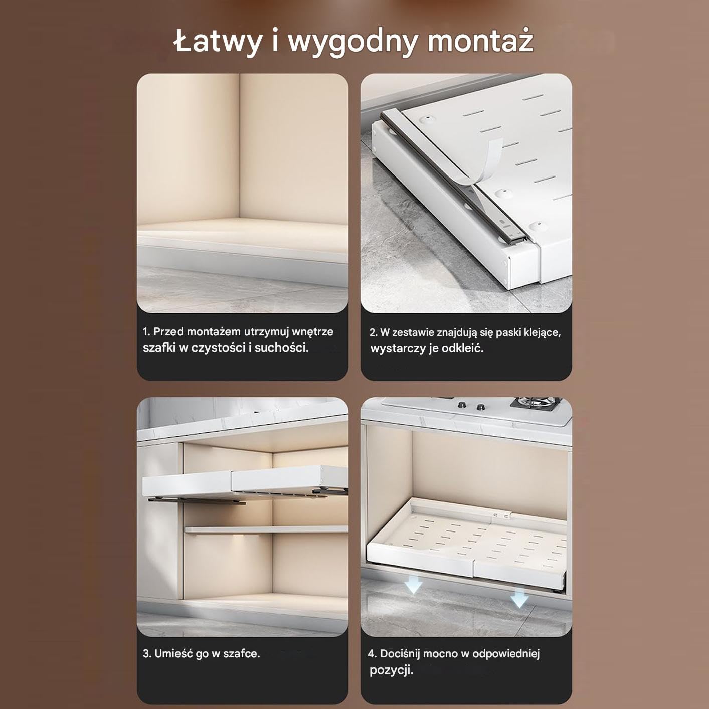 Organizer Wysuwany do Szafek Samoprzylepna Ślizgowa Taca Do Organizacji