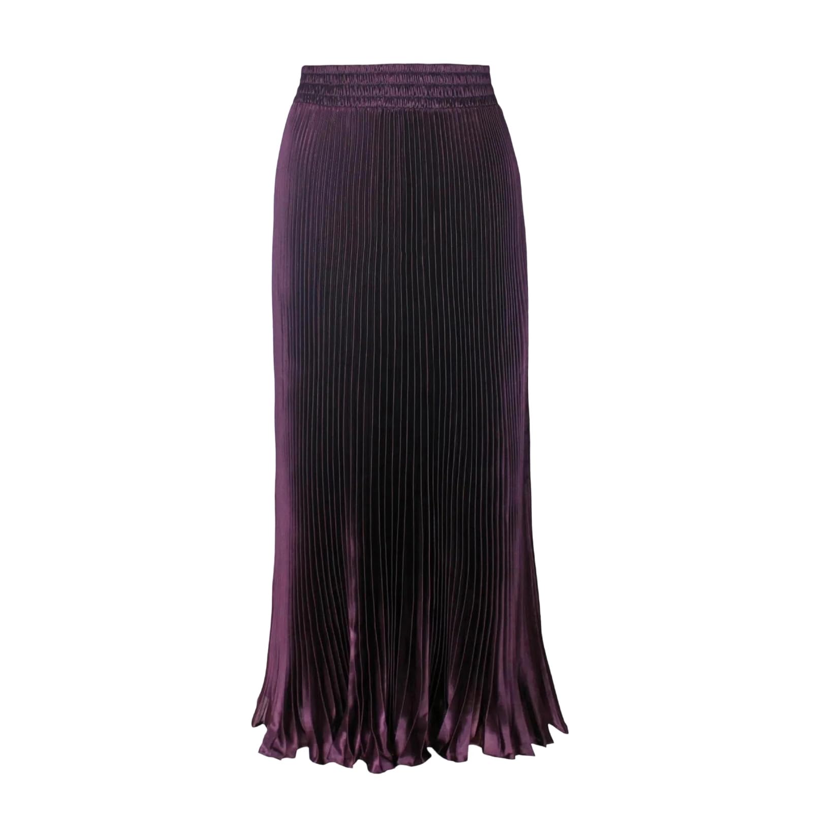 Womens Pleated Metallic Accordion Skirt Long A-Line Skirt with Shirring Folds for Casual Party Wear