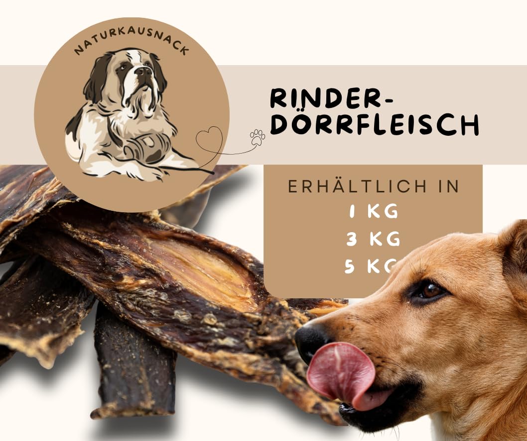 Warnick's Hundesnack Rinderdörrfleisch - 5 kg | Naturkausnack für Hunde aus 100% Rind - Naturbelassen & fettarm - Splitterfrei zur Zahnpflege, ohne Zusätze