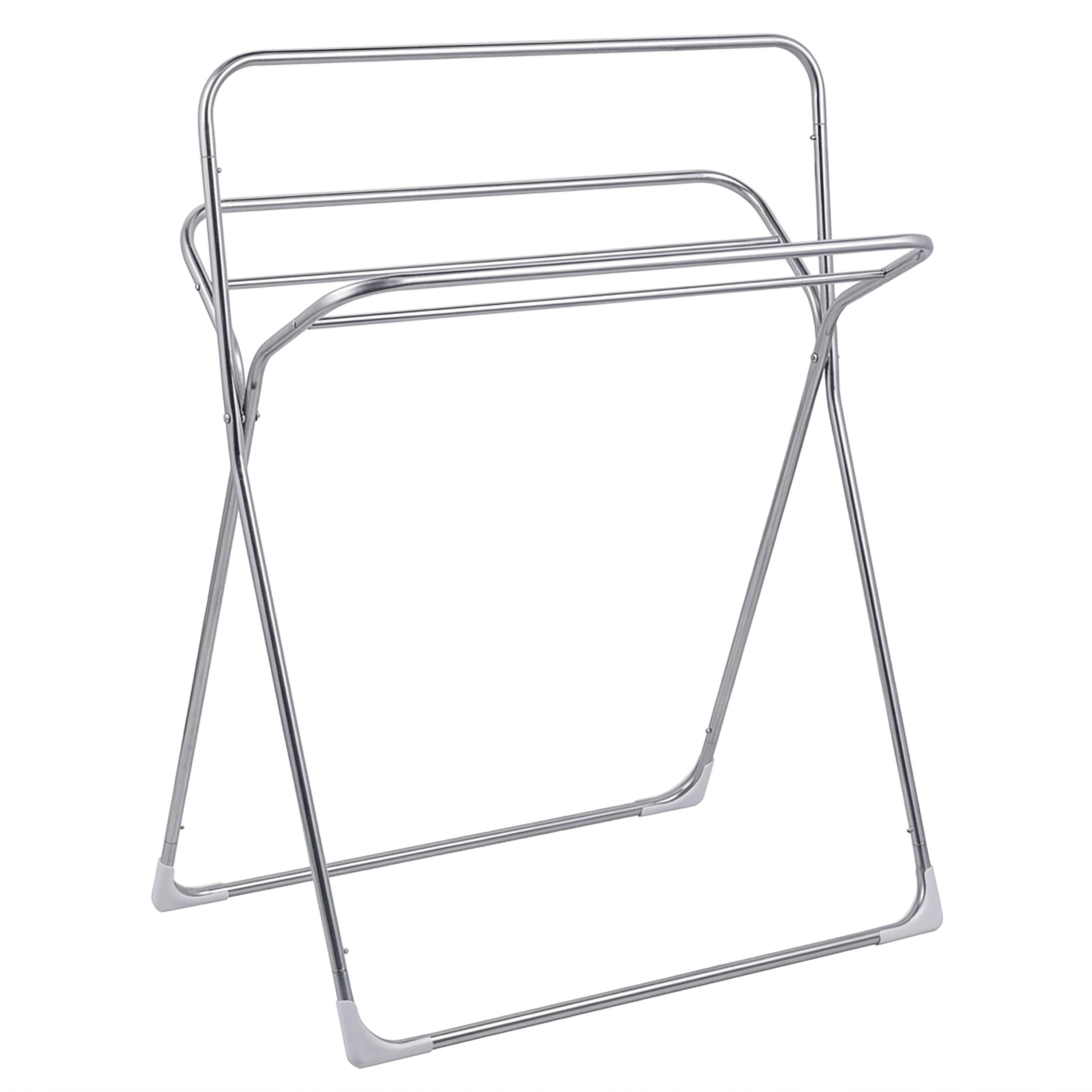 Relaxdays Porte-Serviettes H x L x P : 106,5 x 78,5 x 34,5 cm, Argent | inox brossé, 5 barres, sur pied, salle de bains