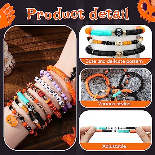 48 Pcs Christmas Bracelets Set Stackable Heishi Surfer Bracelet Beaded Christmas Bracelets Bulk Women's Preppy Polymer Clay Stretch Bracelet for Women Party Supplies Gift3