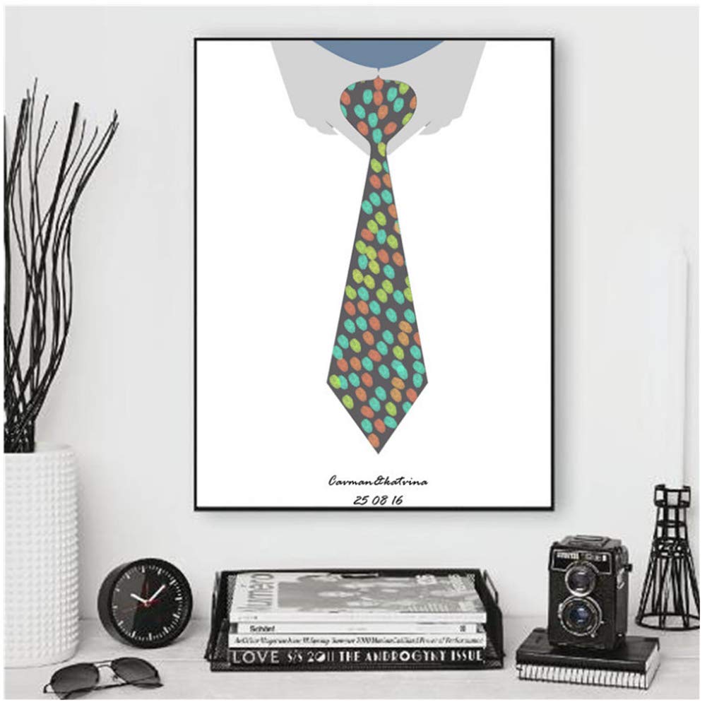 Fingerprint Painting Guest Book Personalized Fashion Company Event Party Picture Anniversary Souvenir Backdrop Supplies Canvas Wall art/50X70cm-No Frame