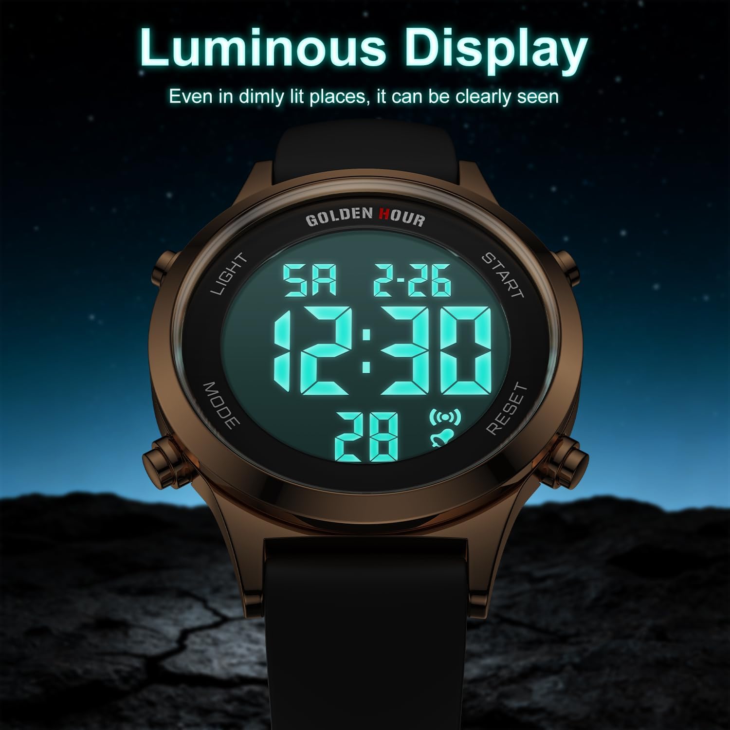 GOLDEN HOUR Waterproof Women's Digital Sports Watches with Silicone Strap, Alarm Calendar Stopwatch Chronograph 32mm Rose Gold Case 5 616tJy3EXmL. AC SL1500