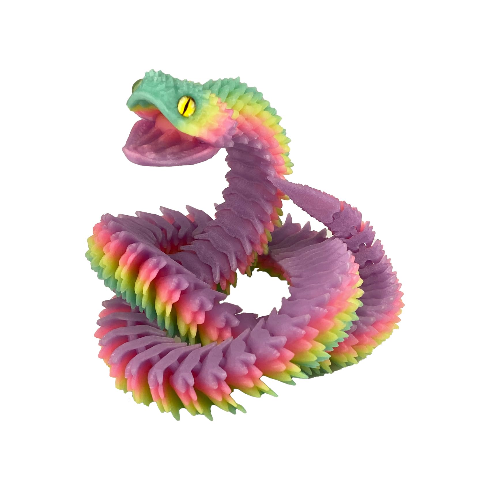 JASSBOOY 24-inch 3D Printed Flexible Serpentine Creature, Glow-in-The-Dark Effect, Articulated Snake Model with Movable Jaw, Toothless Design,