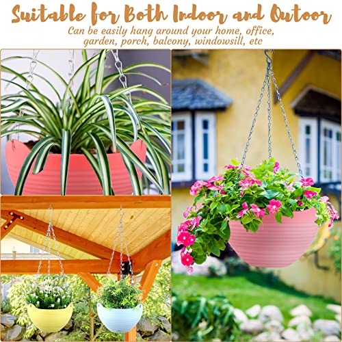 16 Pack Self Watering Hanging Planters 8 Inch Colorful Garden Flower Plant Pot Container With Drainer And Hanging Chain Round Hanging Pot Plant Hanging Basket For Indoor Outdoor Plants #TOP2