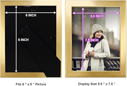 Miniatura 5 de Renditions - Marco de fotos de madera maciza de 6 x 8 pulgadas, vidrio de alta definición y estilo moderno de alta gama, listo para pared y mesa,