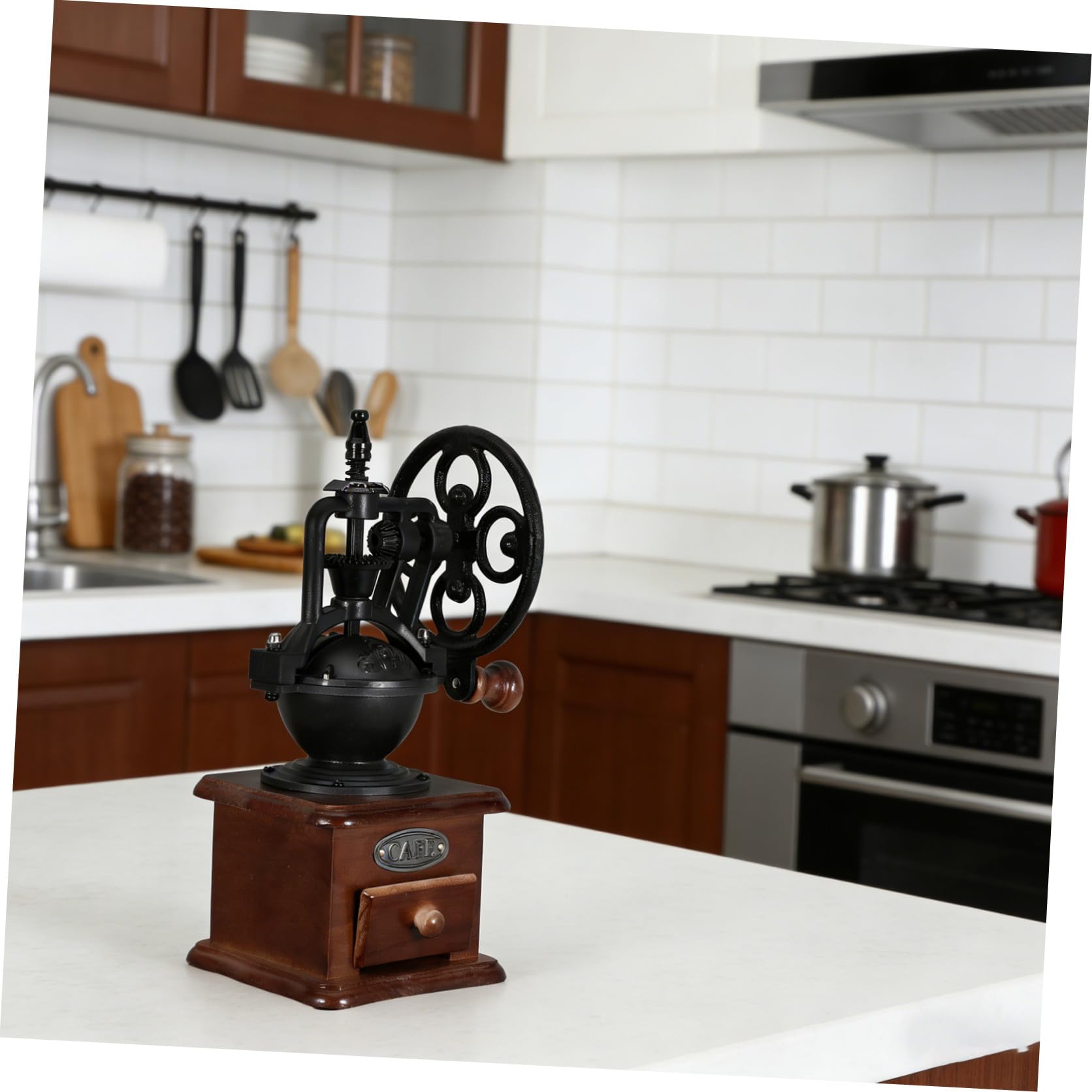 BESPORTBLE Molinillo de Café Manual Vintage de Madera Muelas de Cerámica Pequeño y Portátil para Uso en Hogar y Viaje Molinillos de Café Manuales y Prensa Francesa