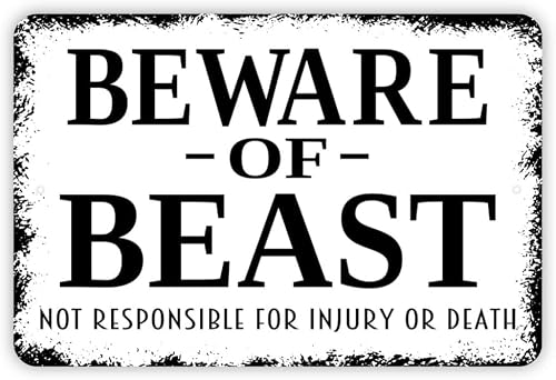 Nuboxx Men's Funny Tin Sign Beware Of Beast Wo Decorative Aluminum Sign Wall Sign Bar Restaurant Cafe Bar Sign Decoration 8X12 Inches