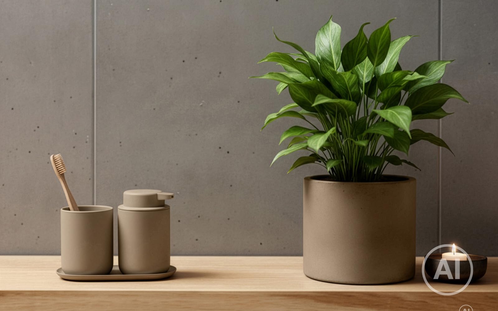 Zone Denmark Ume Seifenspender und Zahnputzbecher Set mit Tablett, Taupe
