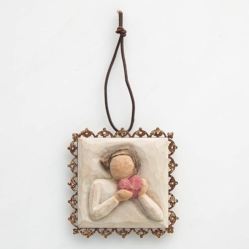 Vista 27 de Willow Tree Adorno con bordes de metal, esculpido pintado a mano en relieve