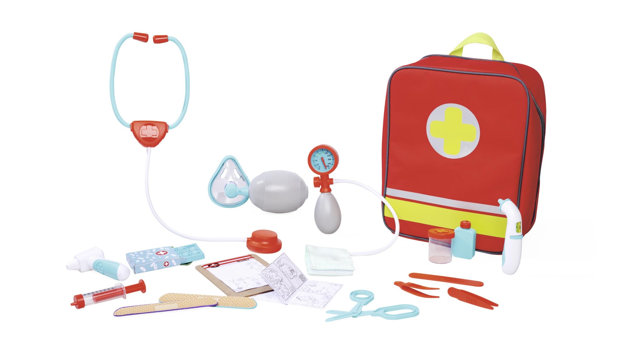 Simba Notarzt Rucksack, 20-TLG. Set, Stethoskop mit Soundfunktion und weitere lustige Funktionen, 24x30cm, Arztkoffer, Kinder Rollenspielzeug, ab 3 Jahren