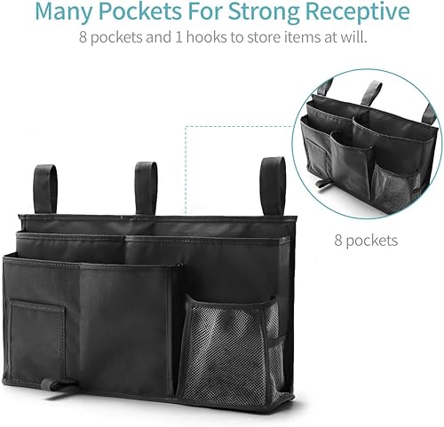 Miniatura 2 de Bseash - Organizador colgante de 8 bolsillos de tela oxford 600D, bolsa de almacenamiento para literas y camas de hospital, dormitorios, barras de