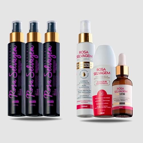 Rosa Selvagem I Brazilian clareador I - Aclarador de la piel contra manchas y estrías, 3.4 fl oz, 3 x aceite de rosa silvestre, 3.4 fl oz + ácido de