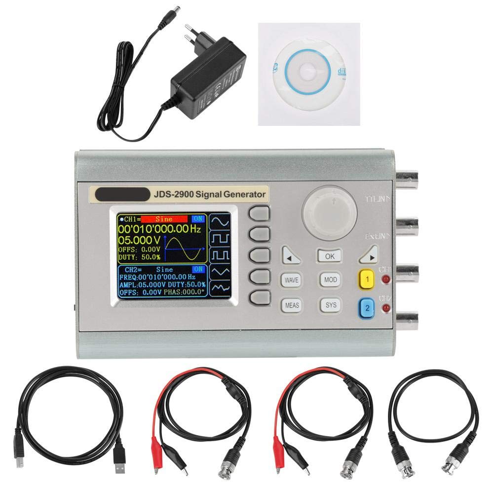 Akozon Compteur de générateur de signaux DDS JDS2900 Compteur de fréquence de générateur de fonction de forme d'onde arbitraire double canal haute précision 266MSa/s(15MHz EU Plug)