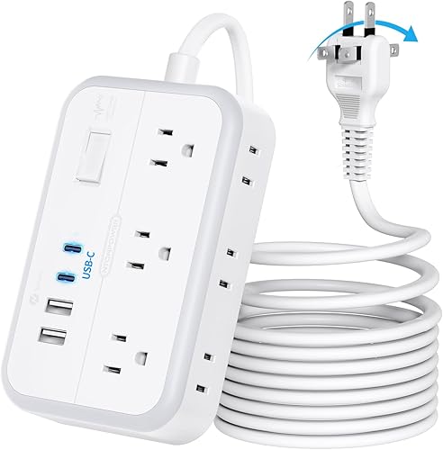 Miniatura 8 de NTONPOWER Regleta de alimentación de 2 clavijas, adaptador de salida de 2 clavijas a 3 clavijas, 1080 julios protector de sobretensiones con 4