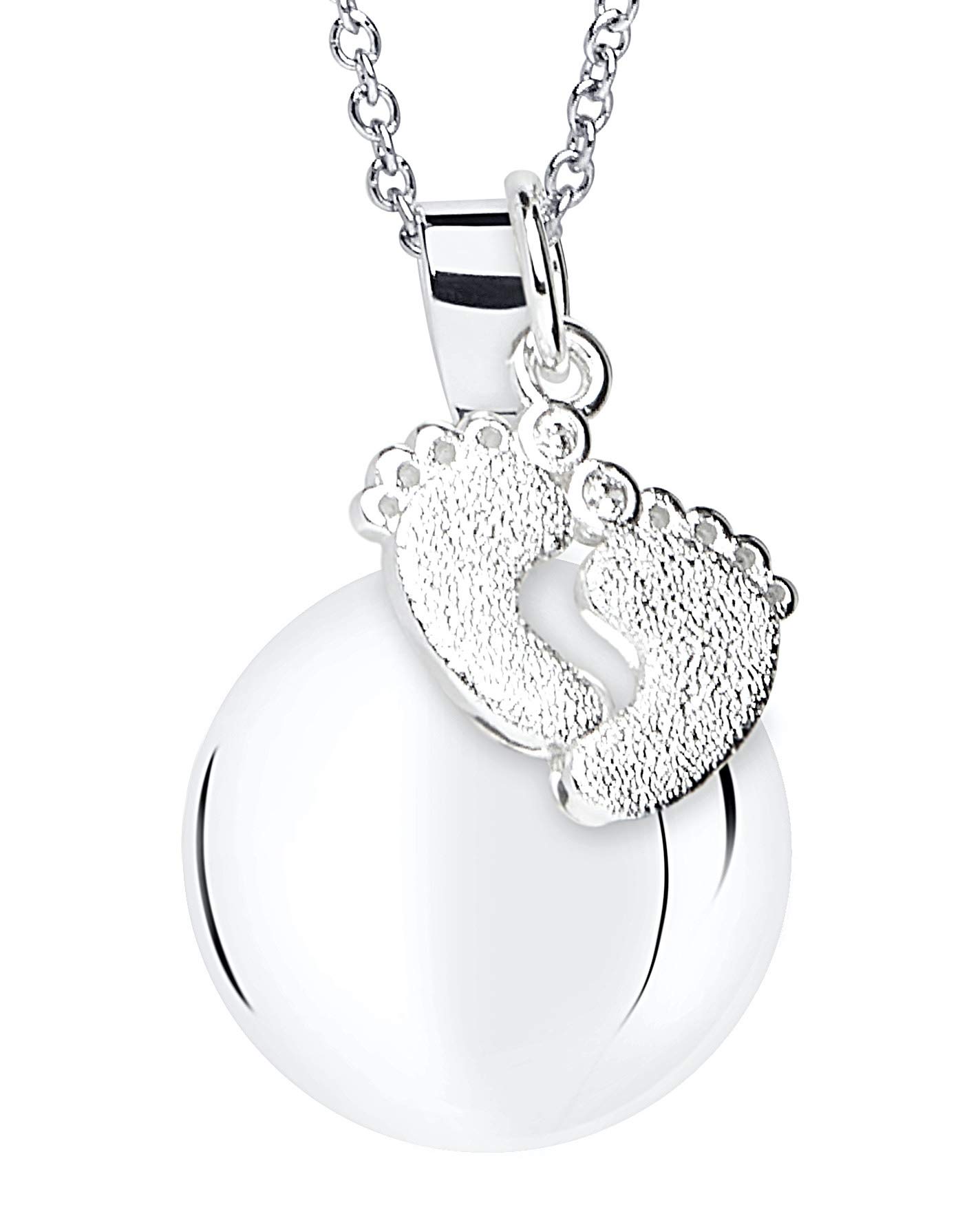 MAMIJUX Bola de Grossesse avec Pieds Pendentif et chaîne en Acier 110cm