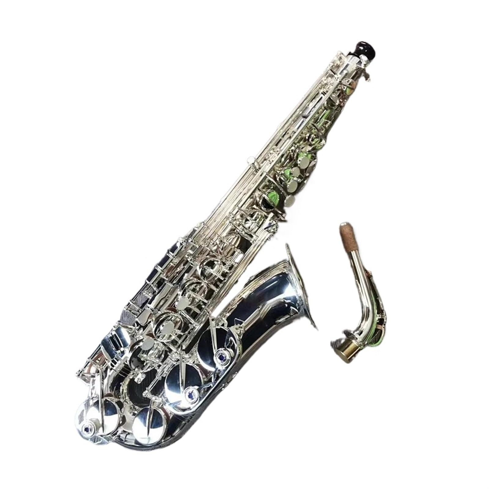 Saksofon Altowy Eb Tune Mosiądz Nikiel Posrebrzany Instrument BodyMusic Saksofon E-płaski Z Etui profesjonalny Saksofon (Color : Leather bag)