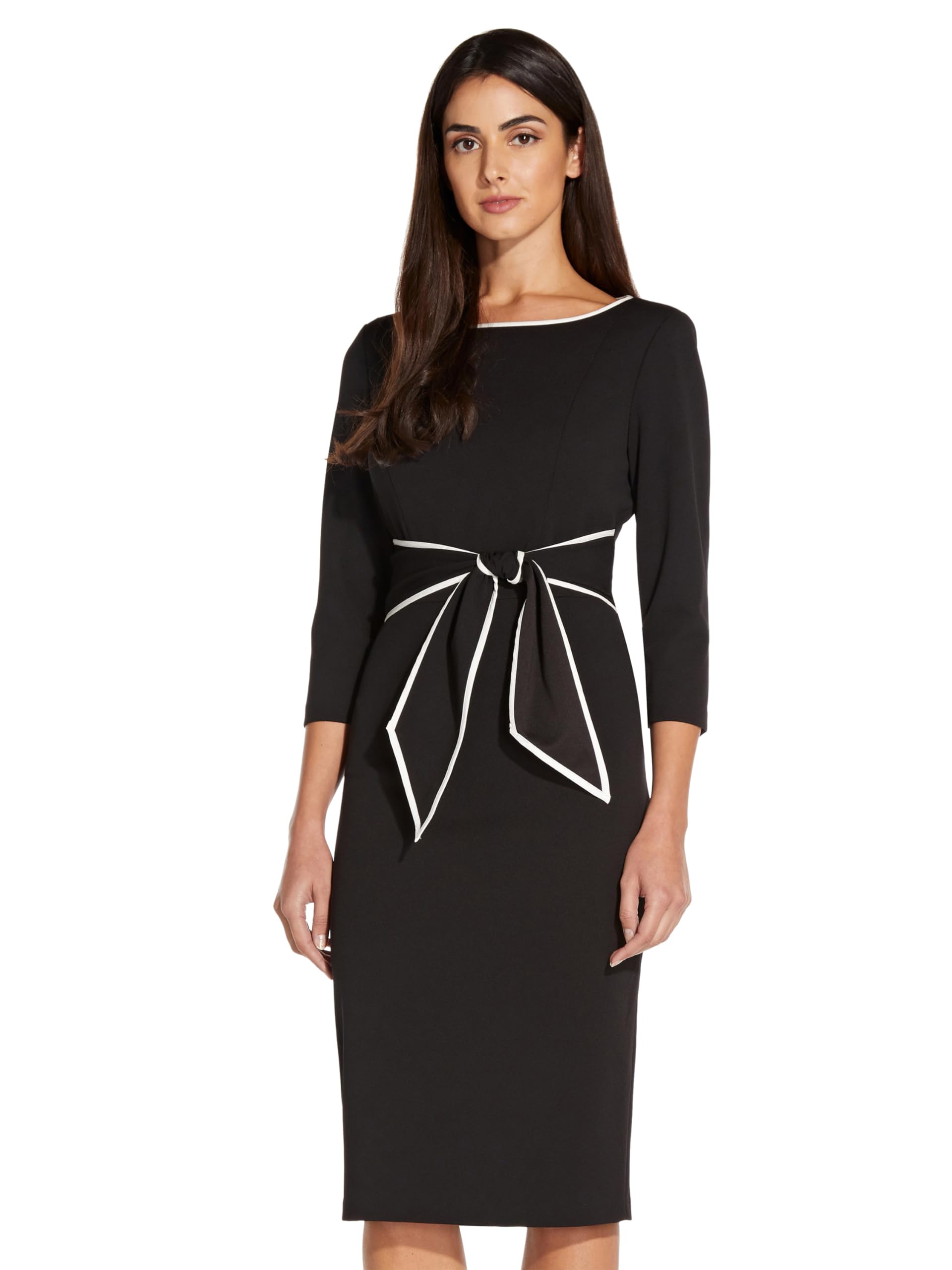 Adrianna PapellWomen's Tipped Crepe Tie Dress