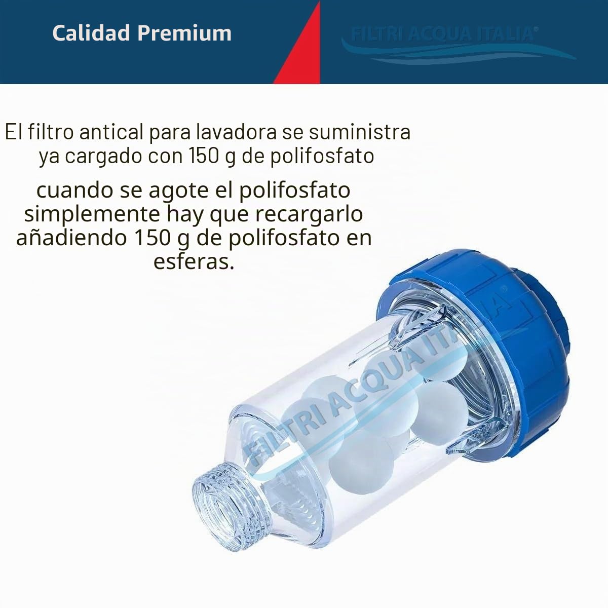 Filtro antical para lavadora con 10 recargas de polietileno de 1,5 kg.